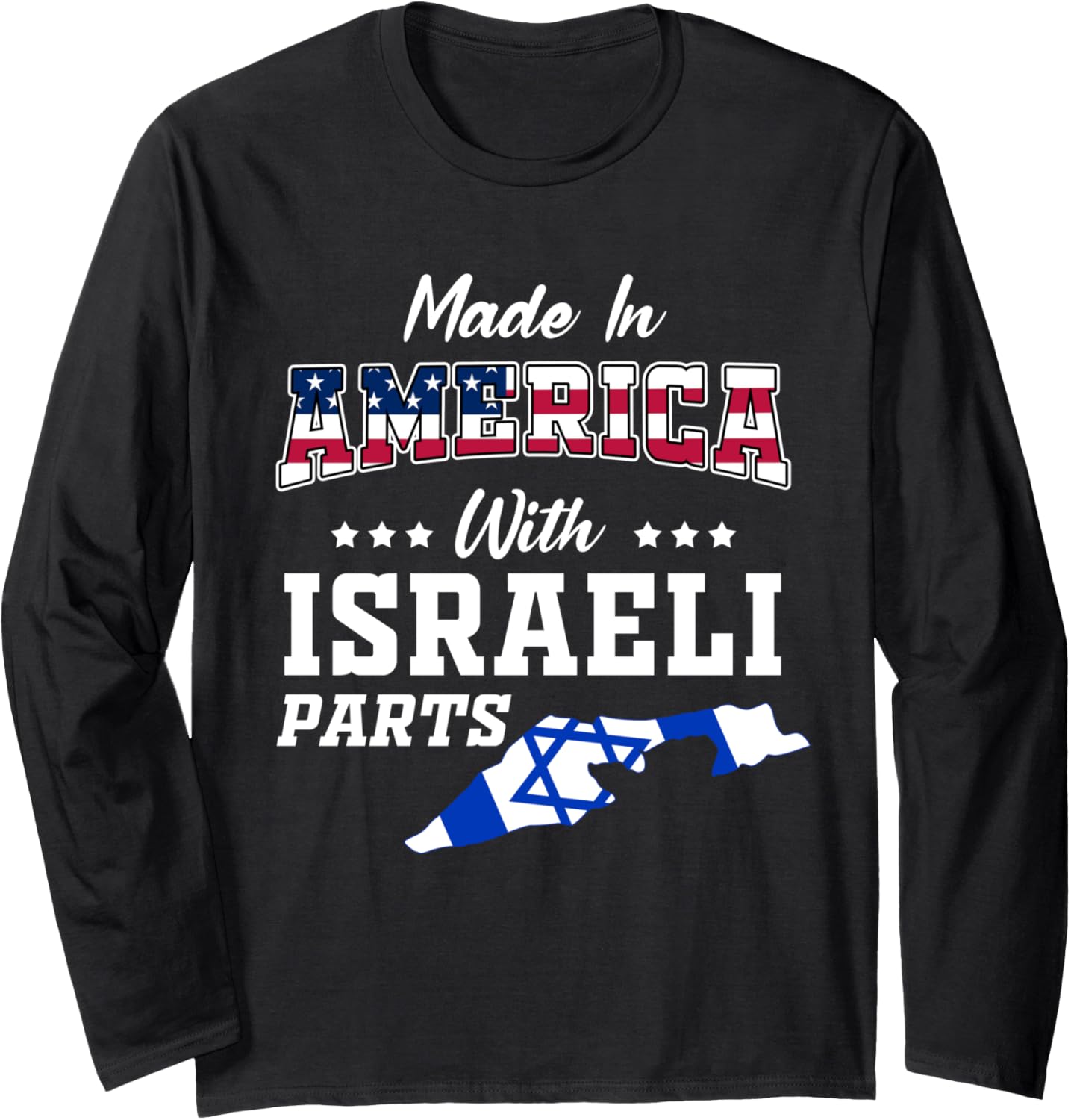 America Israeli Parts Israel Map Usa Flag Ancestry Long Sleeve