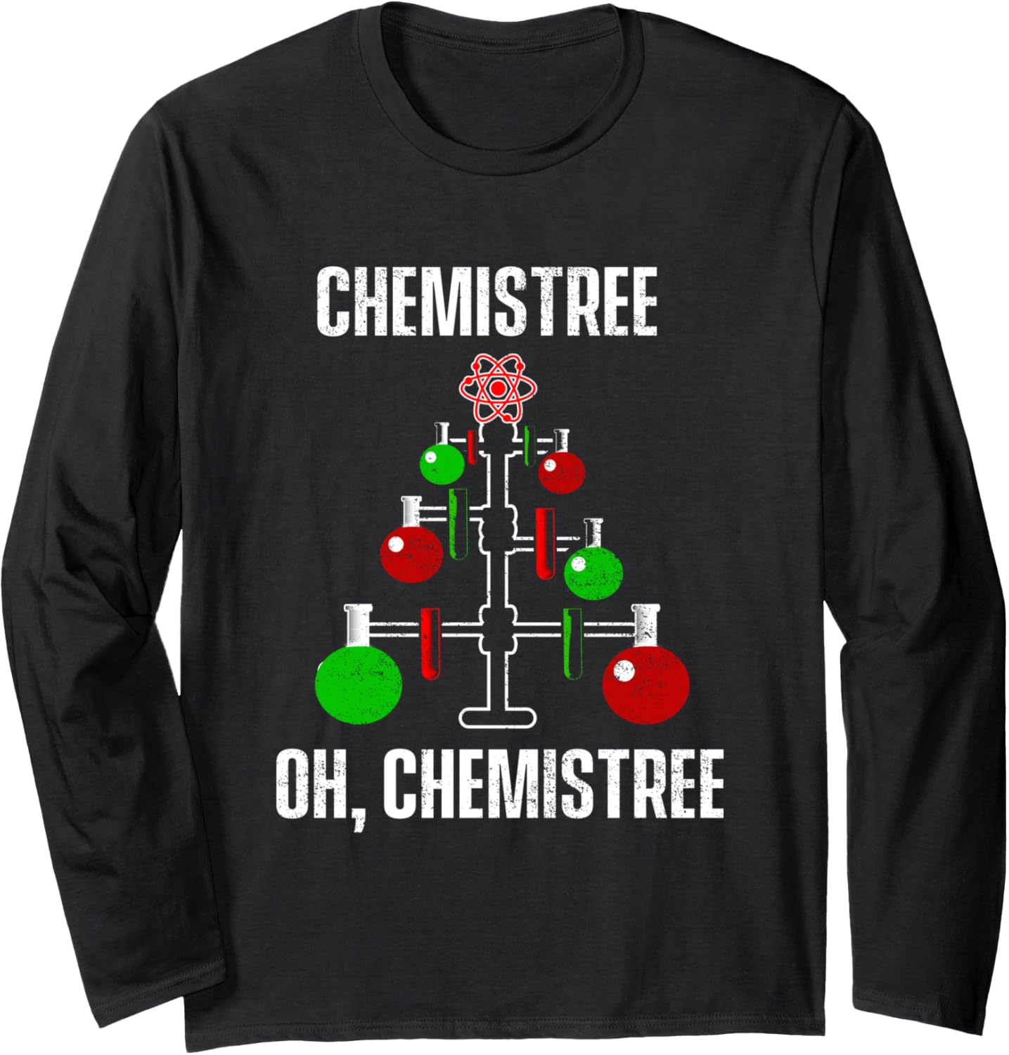 Oh Chemist Tree Chemistree Pun Science Chemistry Xmas Long Sleeve
