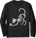 Cat Skeleton Yarn Halloween Mom Dad Kids Long Sleeve