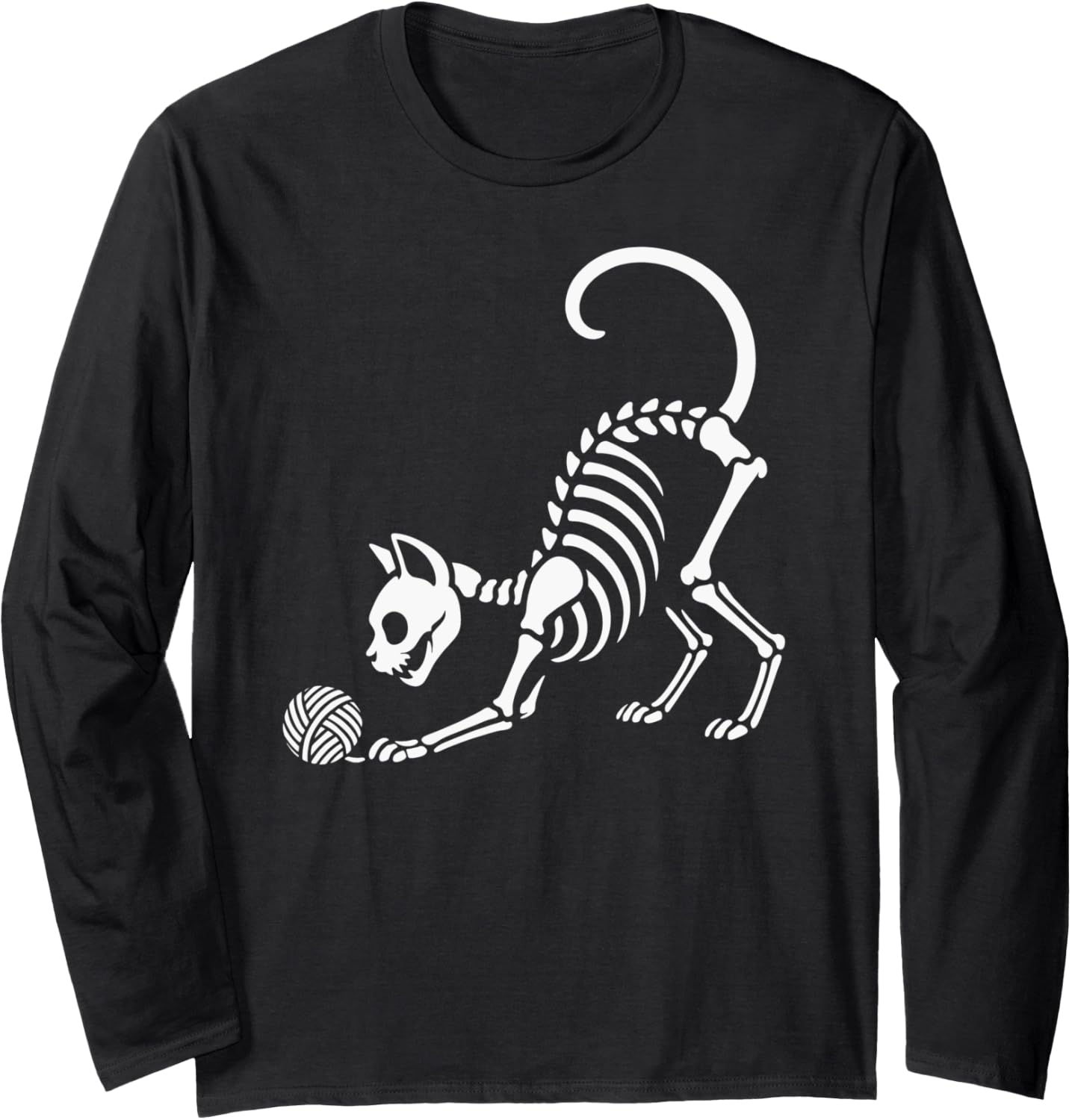 Cat Skeleton Yarn Halloween Mom Dad Kids Long Sleeve