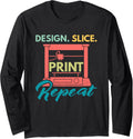 Design Slice Print Repeat Cool 3D Printing Vintage Retro Long Sleeve
