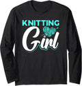 Knitting Girl Mom Teen Yarn Crochet Knitter Long Sleeve