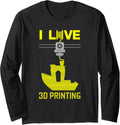 I Love 3D Printing Benchy Extruder Yellow 3D Printing Fan Long Sleeve