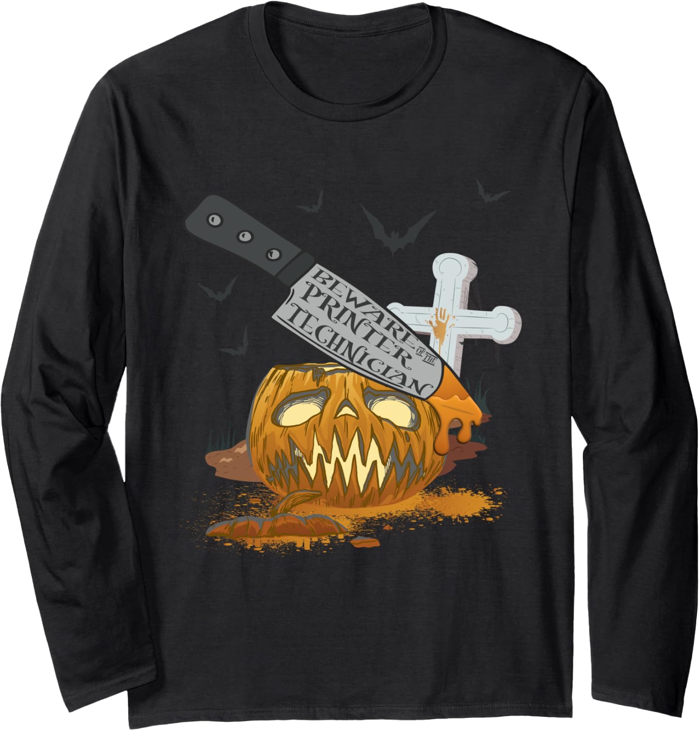Printer Technician Funny Halloween Party Long Sleeve