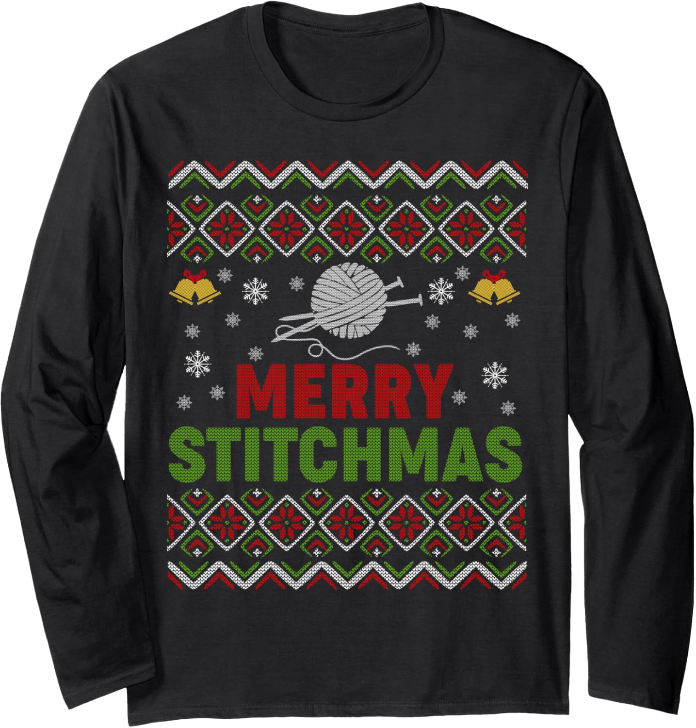 Merry Stitchmas Ugly Xmas Sweater Knitting Yarn Christmas Long Sleeve