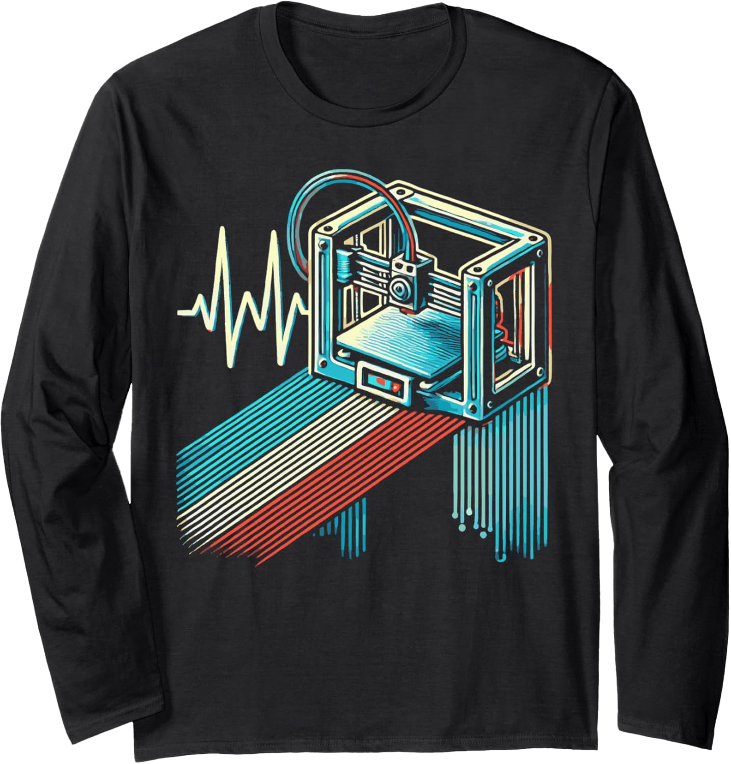 3D Printer Heartbeat Art Printing Lovers Operator Long Sleeve