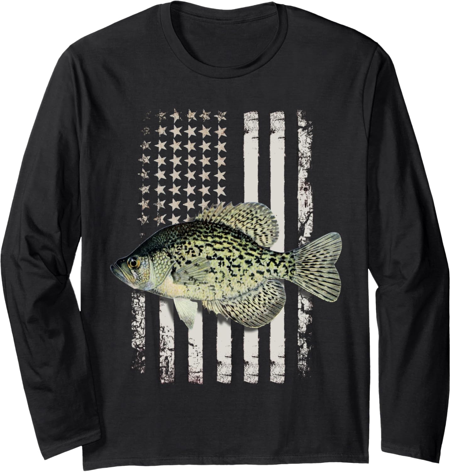 Crappie Fishing American Flag Usa Angler Fisherman Long Sleeve