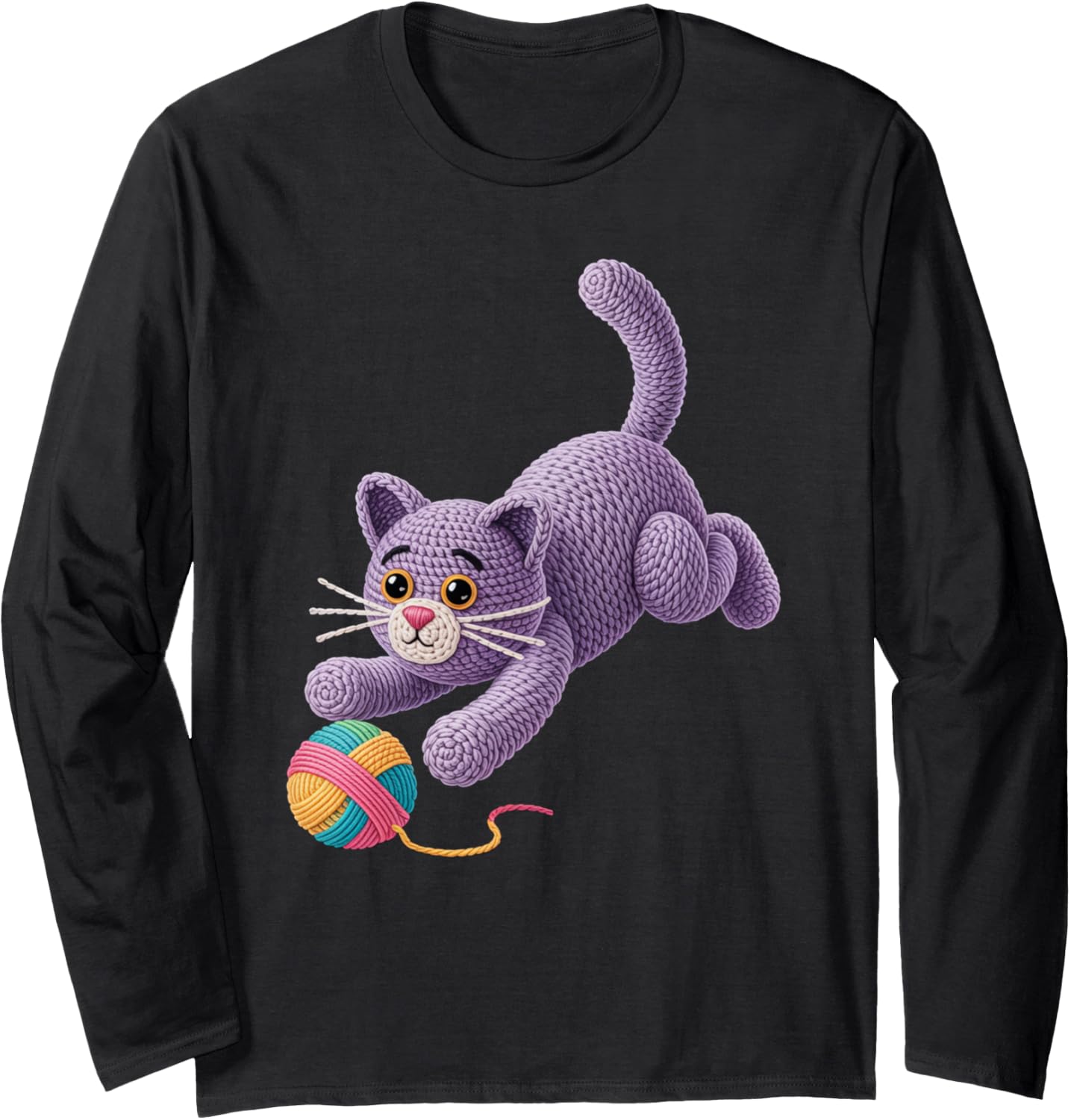 Cat Crochet Yarn Crocheting Crocheter Knitter Long Sleeve