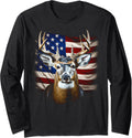 Deer Hunting American Flag Whitetail Buck Antlers Long Sleeve