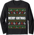 Ugly Xmas Sweater Merry Knitmas Knitting Yarn Christmas Long Sleeve