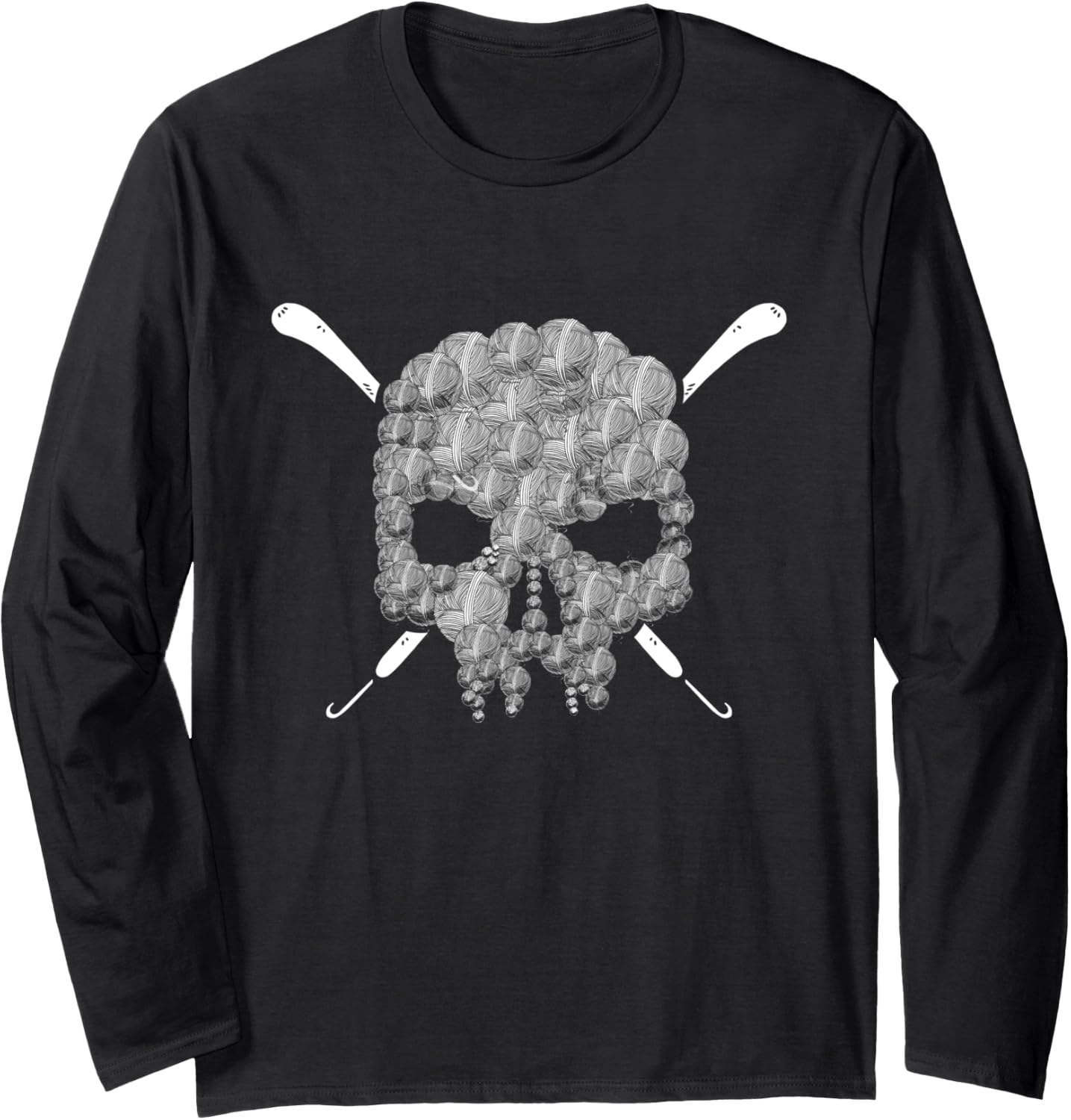 Halloweeen Crochet Lovers Halloween Skull Yarn Funny Crochet Long Sleeve