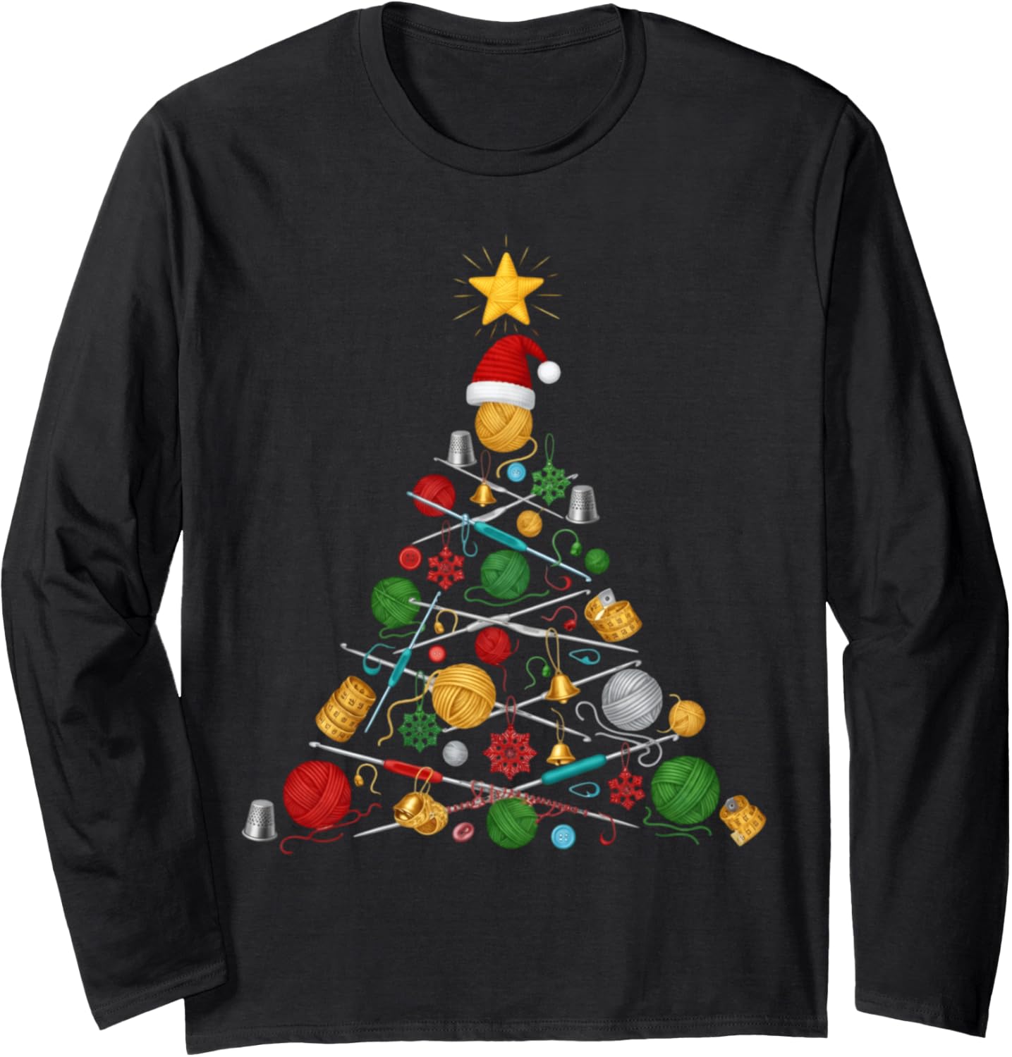 Knitting Christmas Tree Crochet Yarn Lover Women Crocheting Long Sleeve