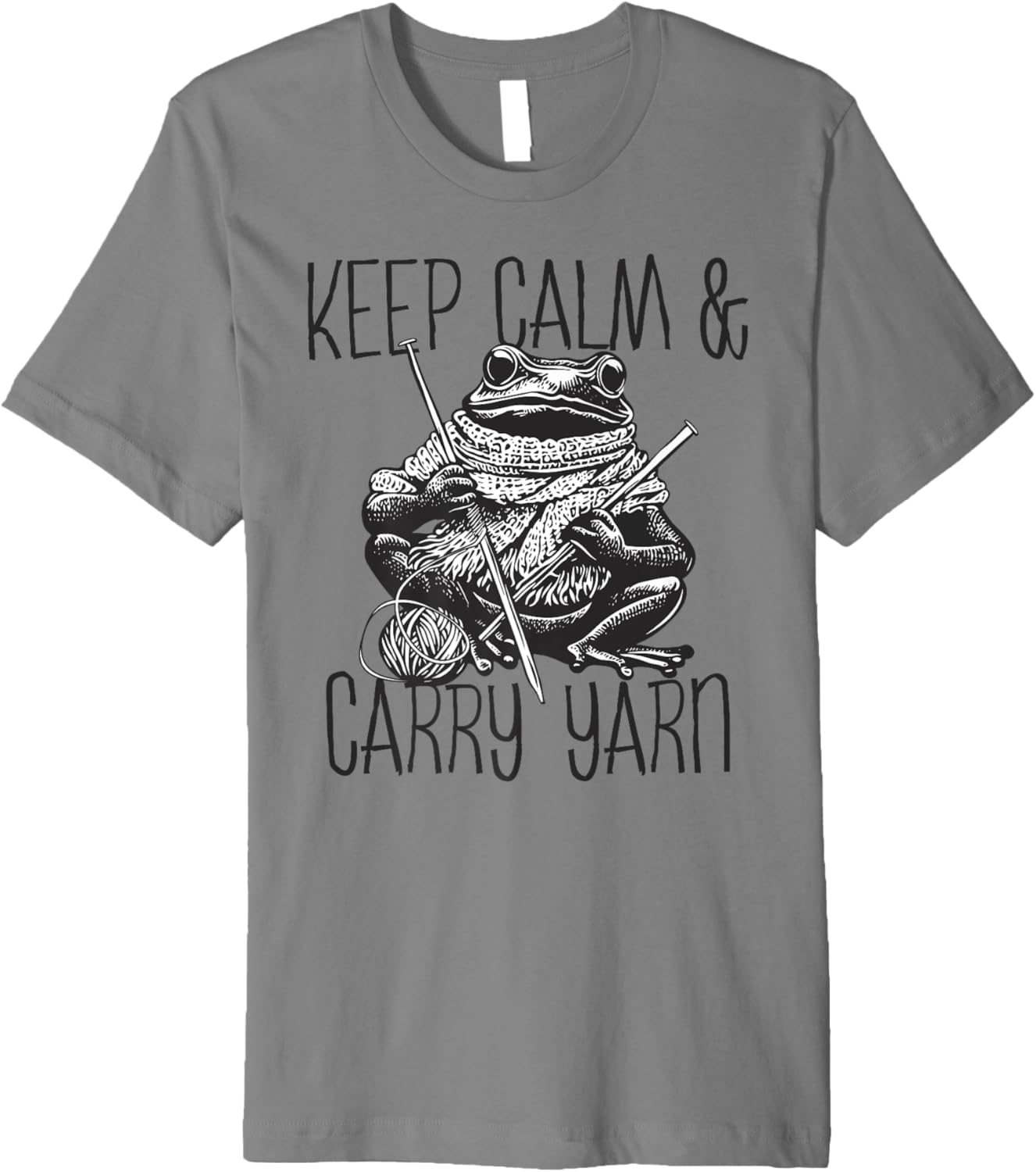 Knitting Frog Keep Calm And Carry Yarn Punny Knitters Design Premium