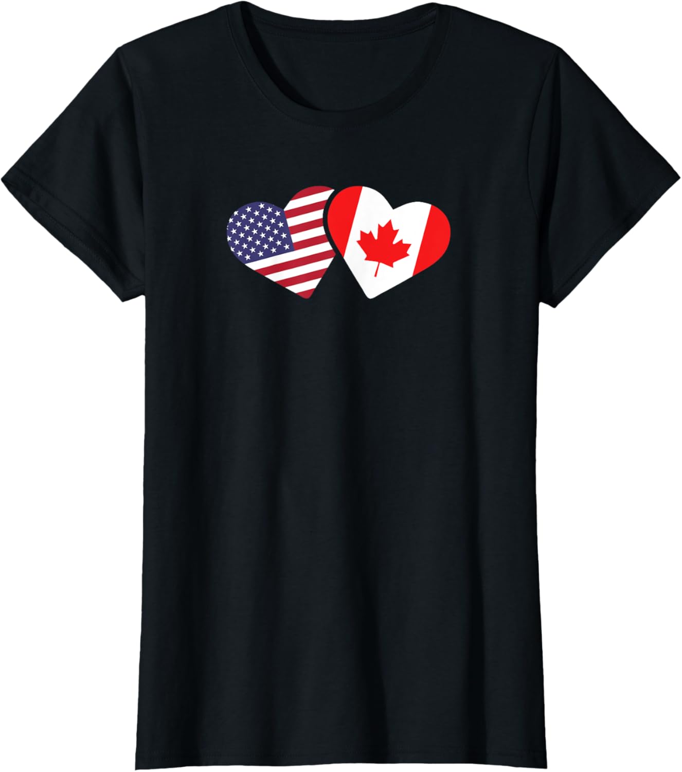 Canada Usa Flag T Shirt Heart Canadian Americans Love Cute