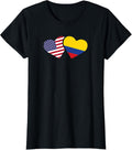 Usa Colombia Flag Heart T Shirt Colombian American Love Gift