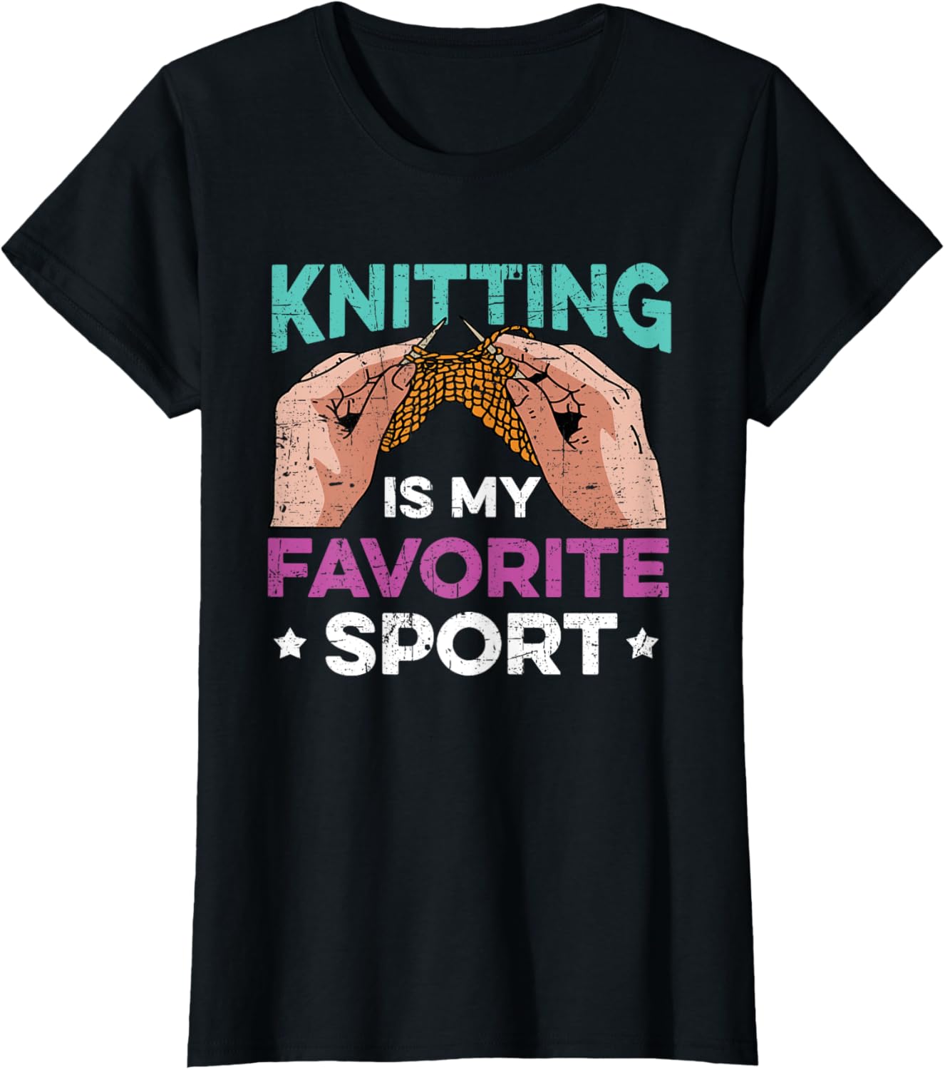 Knitting Is My Favorite Sport Yarn Knit Needle Distressed