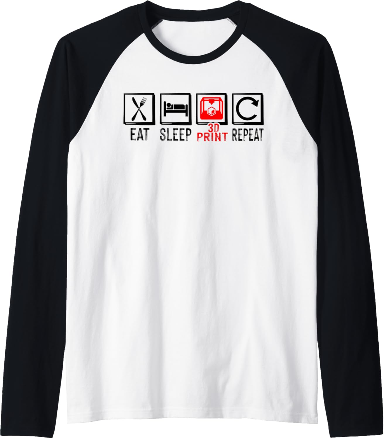 Eat Sleep 3D Print Retro 3D Printing Funny 3D Printer Raglan Baseball