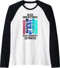 Funny Grandpa 3D Printer Filament Printing Machine Lover Gag Raglan Baseball Tee