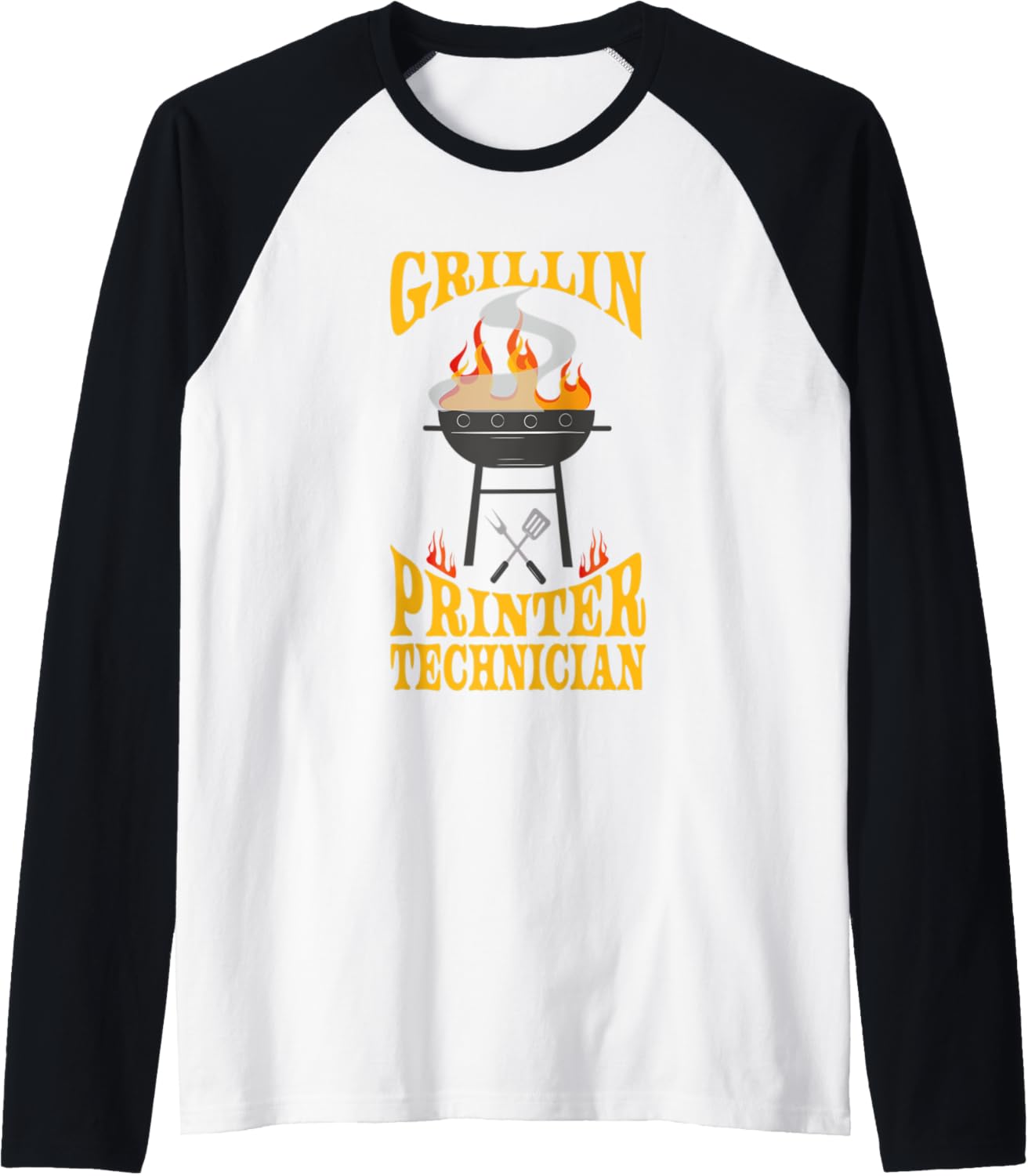 Printer Technician Bbq Grill Smoker Barbecue Chef Raglan Baseball Tee