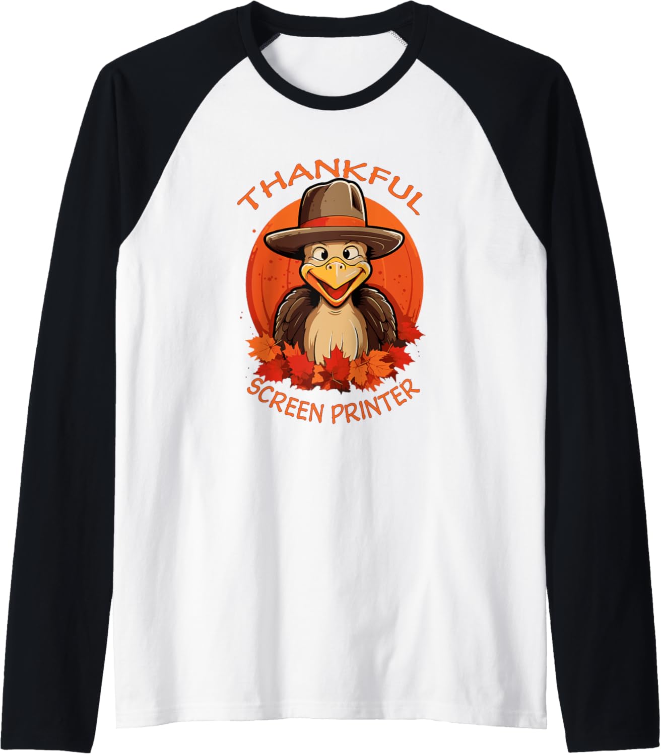 Screen Printer Funny Thanksgiving Turkey Fall Raglan Baseball Tee