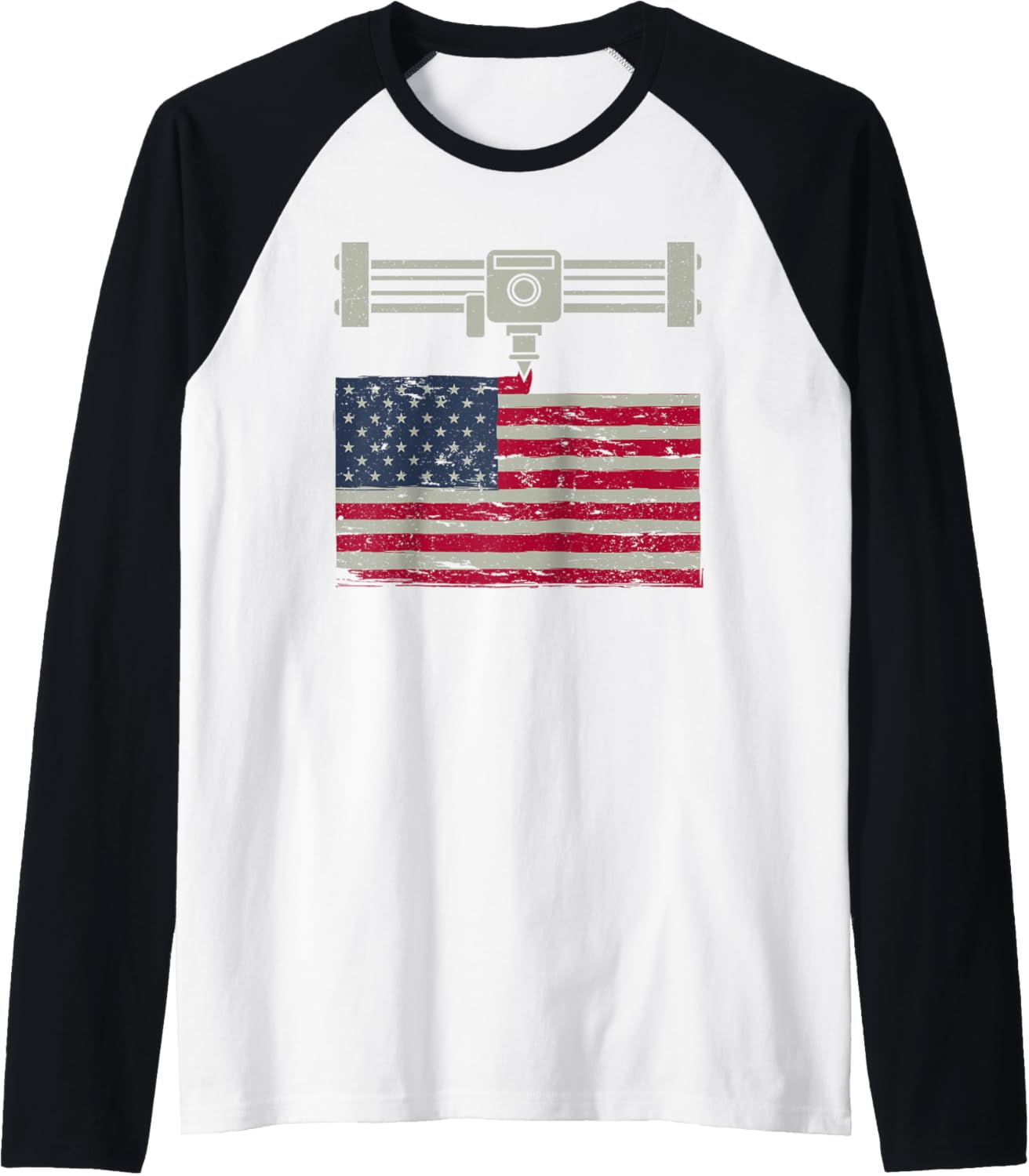 3D Printer Usa Flag 3D Printing Patriotic Us Raglan Baseball Tee