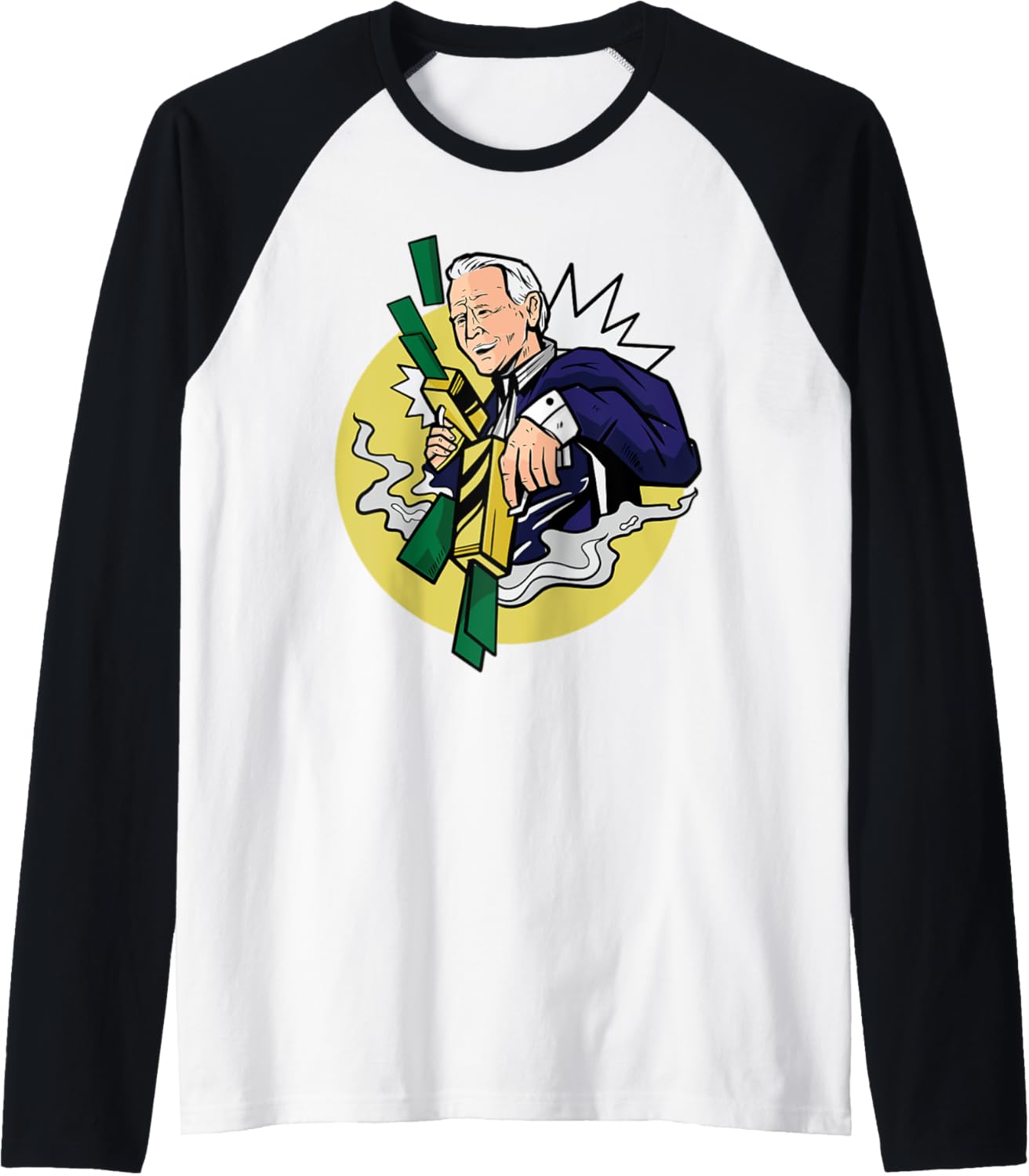 Joe Biden Money Printer Stimulus Checks Funny Money Printer Raglan Baseball Tee
