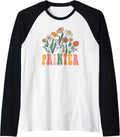 Retro Groovy Floral Printer Wildflower Tees Women Raglan Baseball Tee
