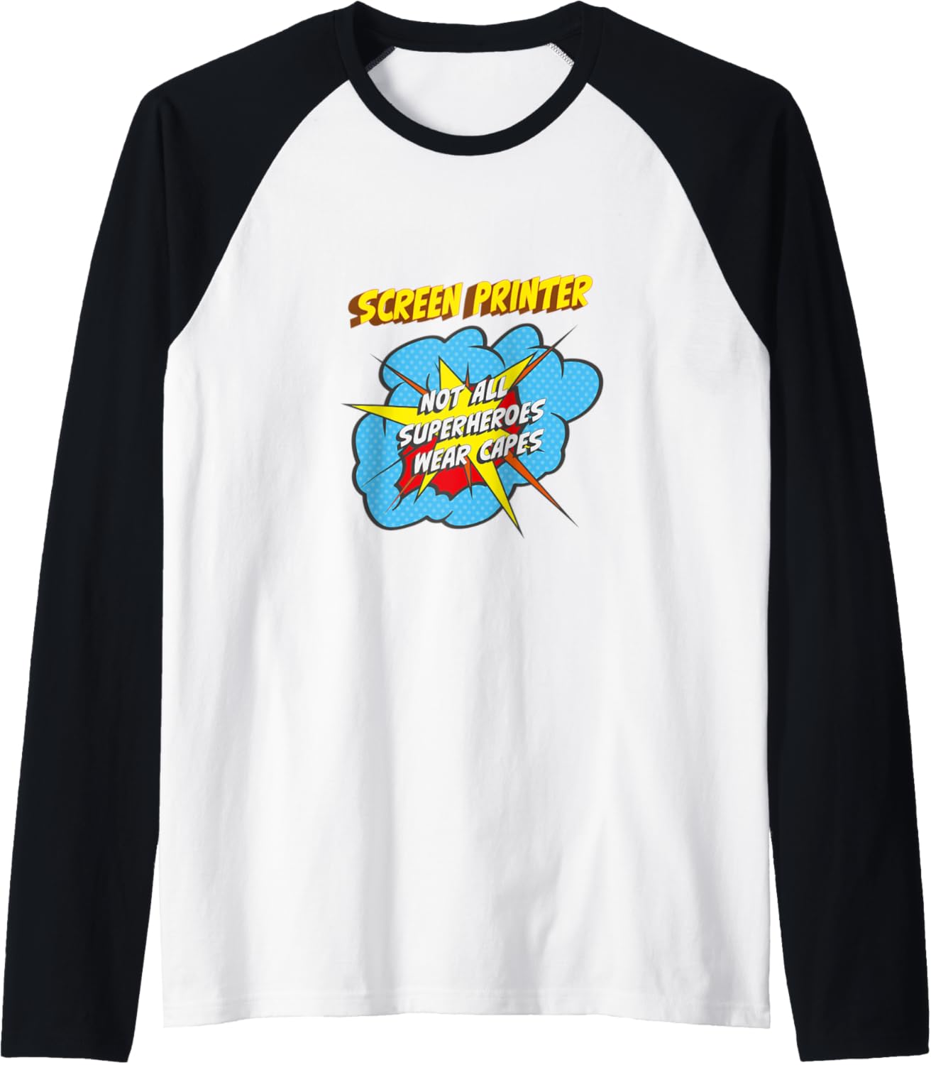 Screen Printer Funny Superhero Job Raglan Baseball Tee
