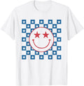 American Flag 4Th Of July Groovy Smiling Face Checkered Men