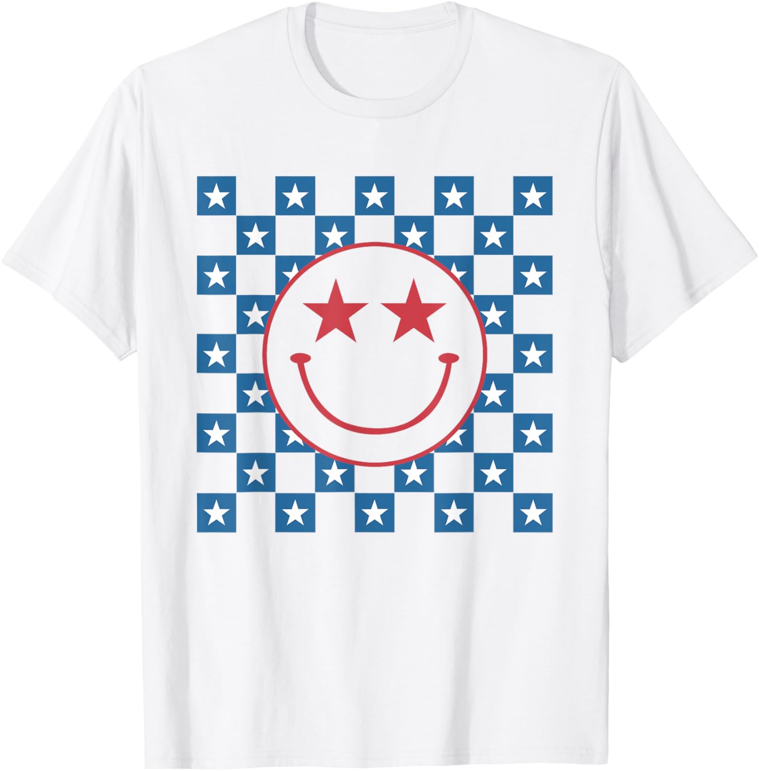American Flag 4Th Of July Groovy Smiling Face Checkered Men