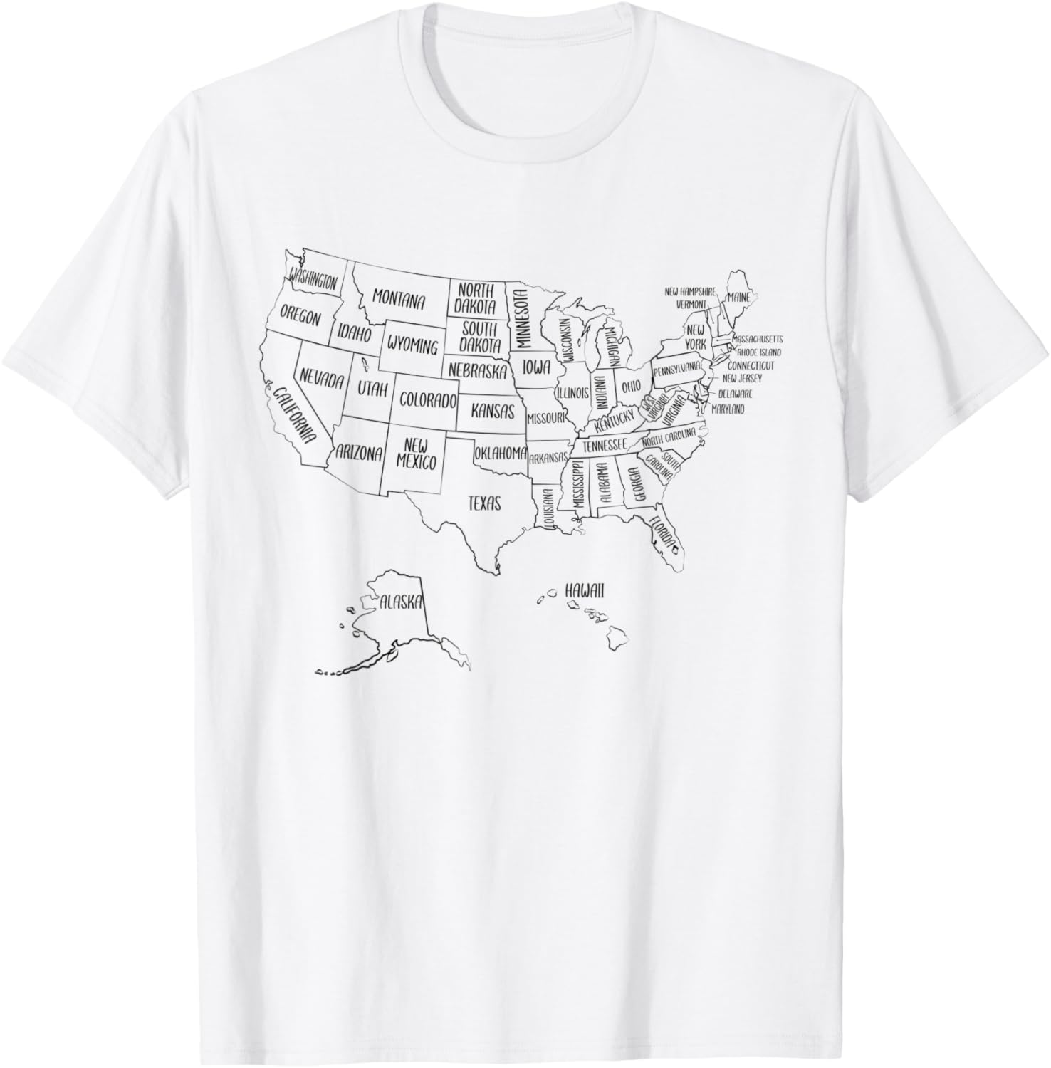 Black Outline Map Of The 50 United States Usa Political Map