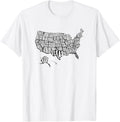 Us Map T Shirt 50 United States Usa Tee