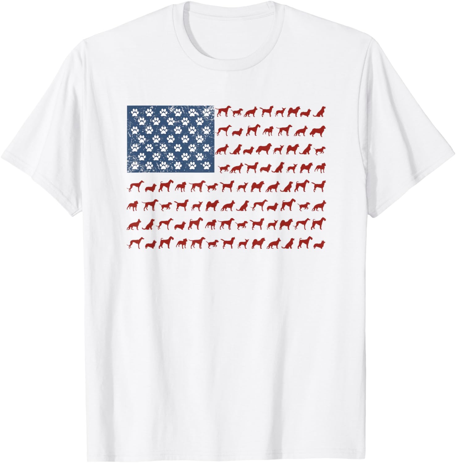 American Flag Dogs And Paws 4Th Of July Shirt
