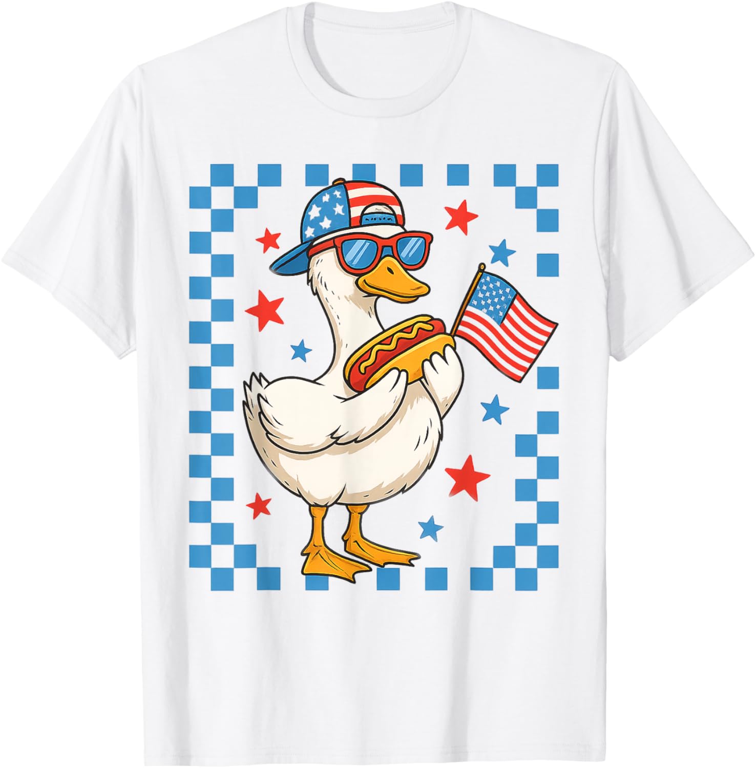 Funny Patriotic Duck Usa Flag Hot Dog 4Th Of July Kids Boys