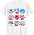 4Th Of July Smile Face Cherries Bow Red White Blue Usa Flag