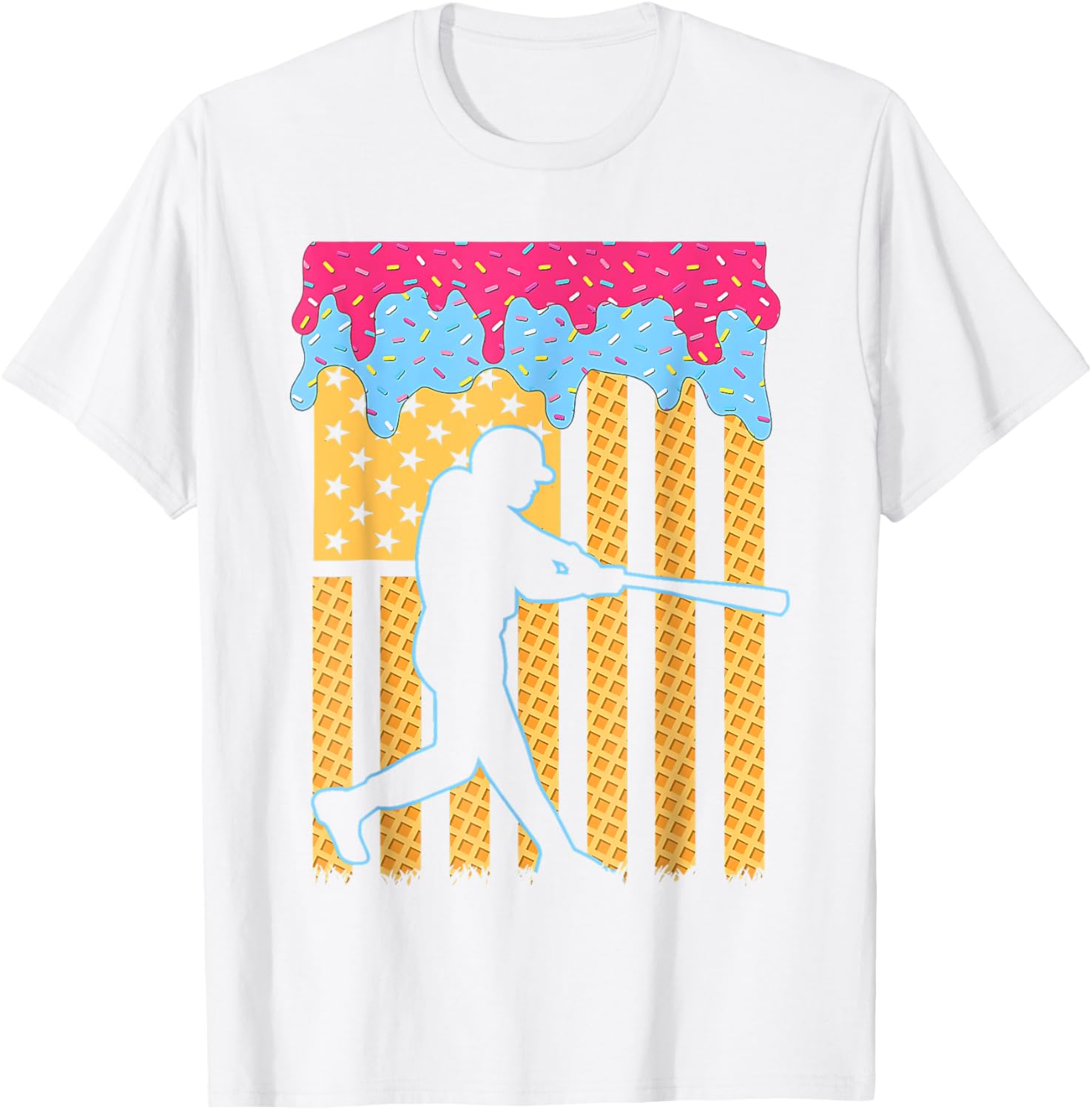 Baseball Drip Boys Dripping Ice Cream Baseball American Flag
