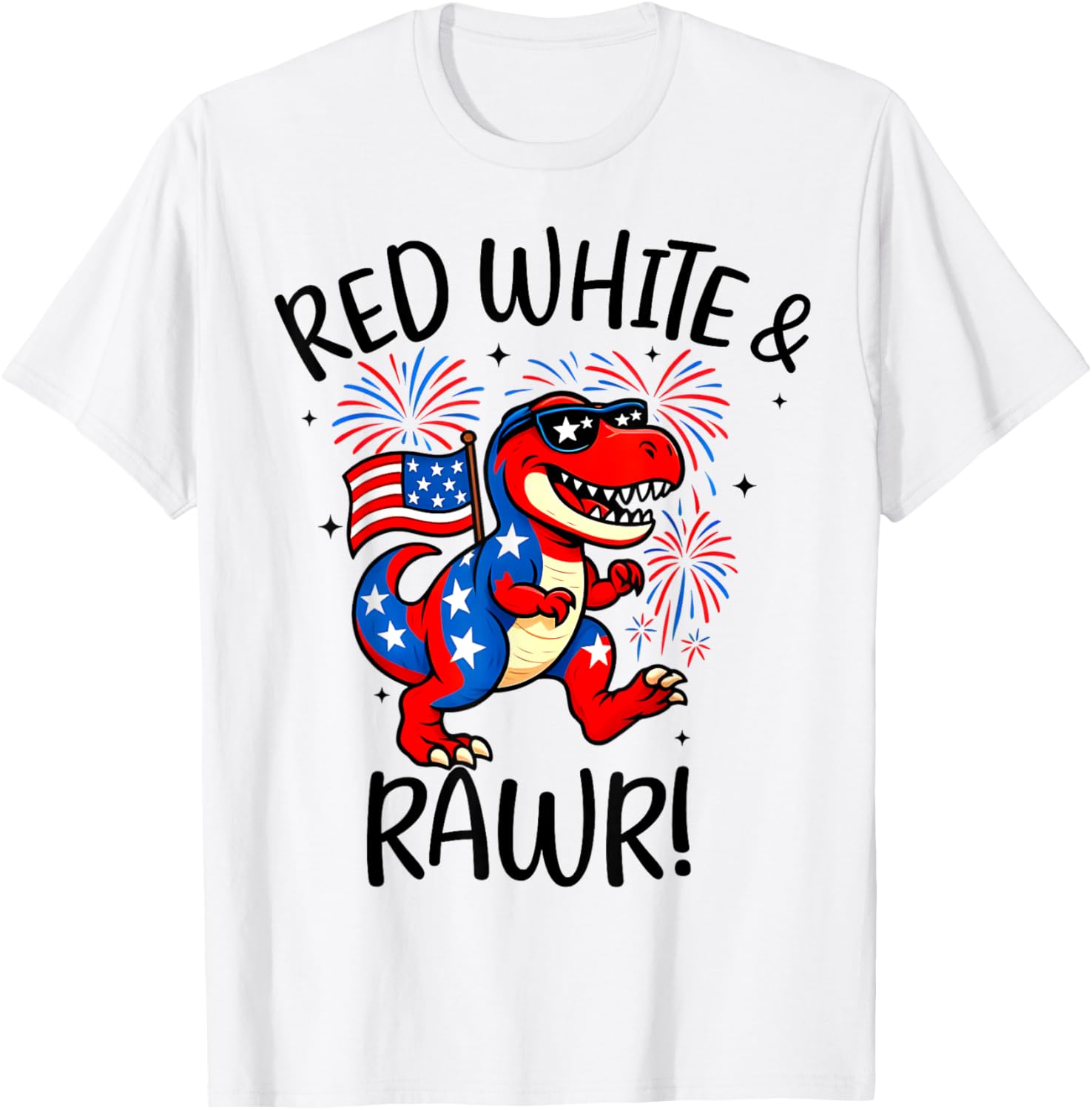 Red White And Rawr Funny Dino T Rex Dinosaurus 4Th July Usa