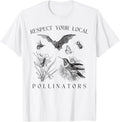 Eco Friendly Wildlife Conservation Apparel Respect Your Local Pollinators Vintage Bug Protect Nature Unisex Adults T Shirt White Small Classic Fit Short Sleeve Spring Summer