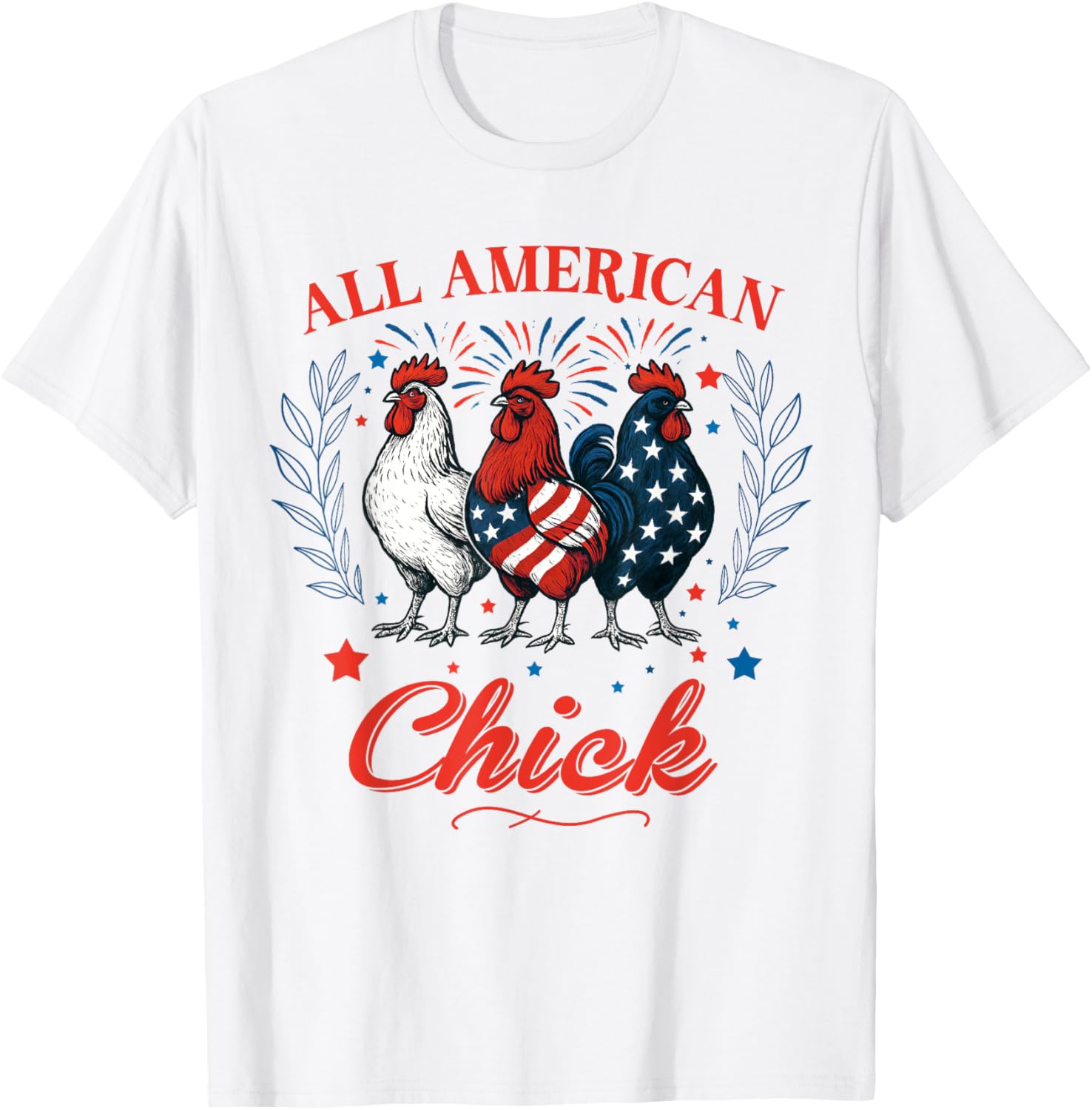 All American Chick Red White Blue Chicken 4Th Of July Mens