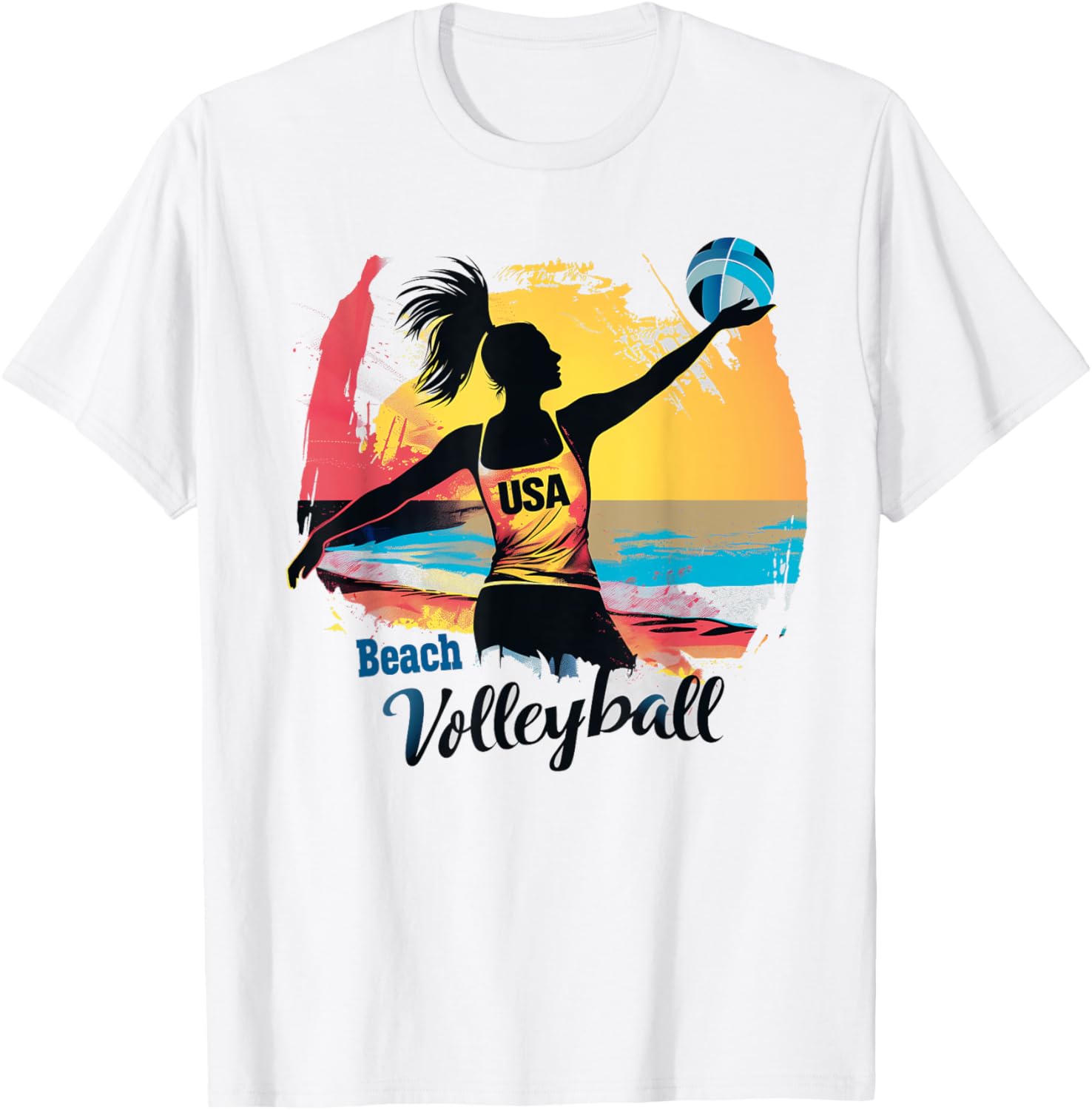 Usa Summer Beach Volleyball Colorful Sports Graphic