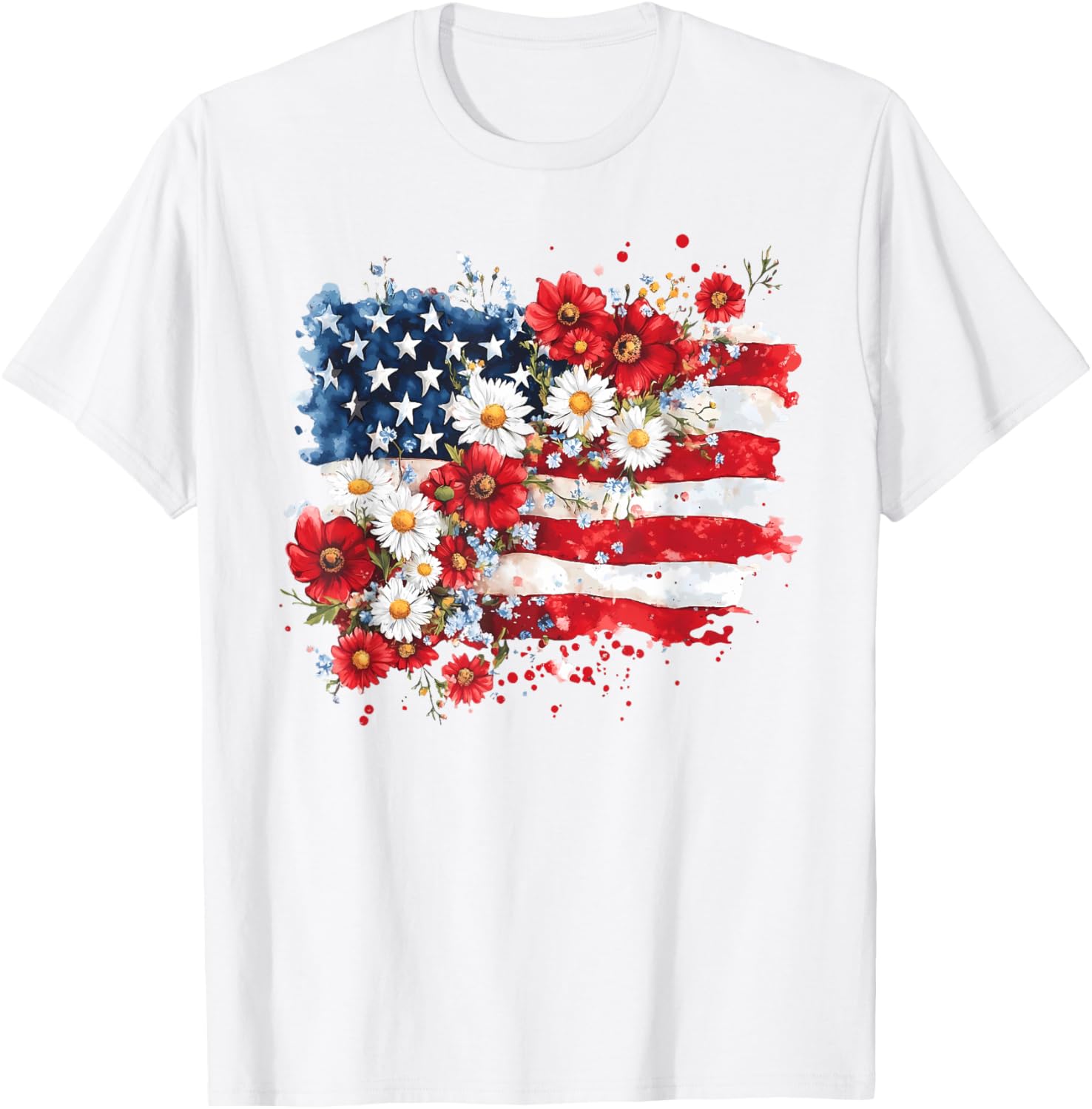 4Th Of July Floral American Flag Wildflowers Patriotic Women