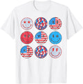 Happy 4Th Of July Groovy Smile Face Red White Blue Usa Flag