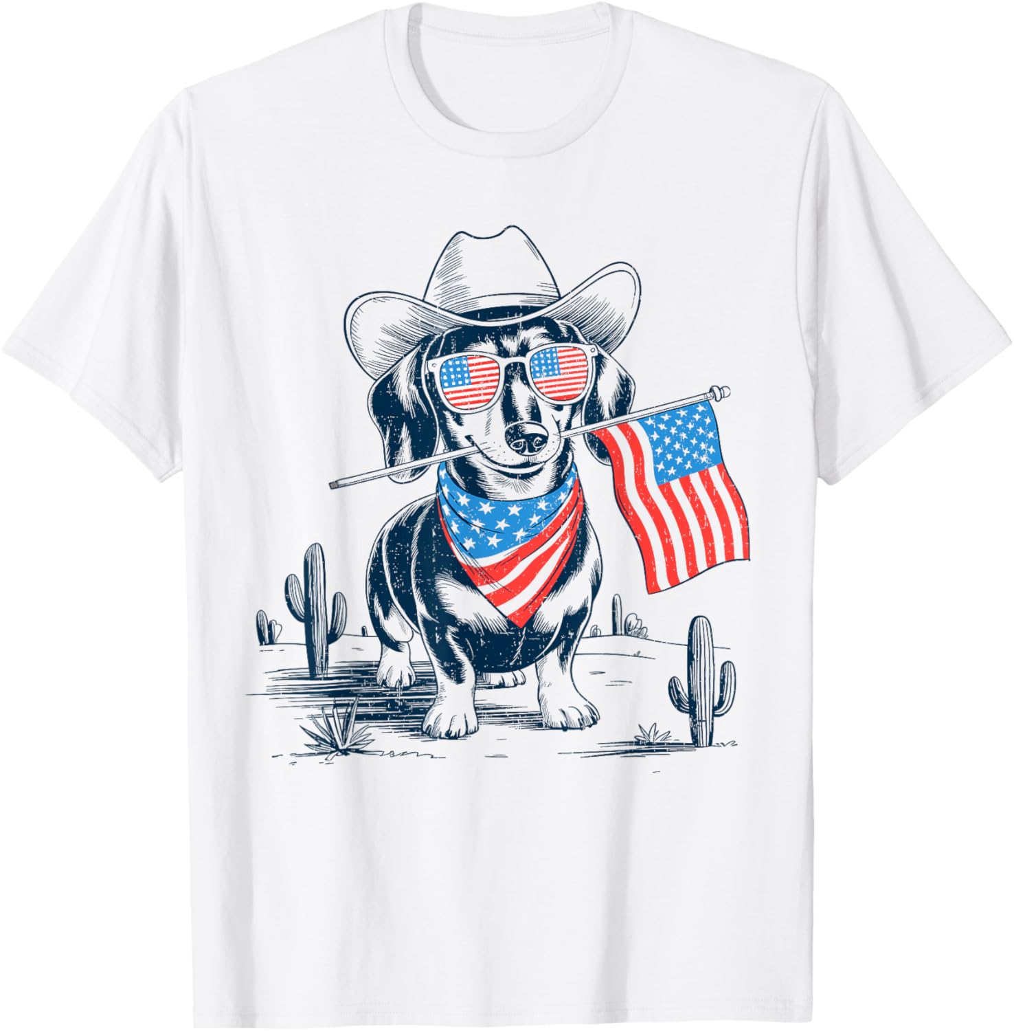4Th Of July Patriotic Dachshund Dog Cowboy Dog Usa Flag