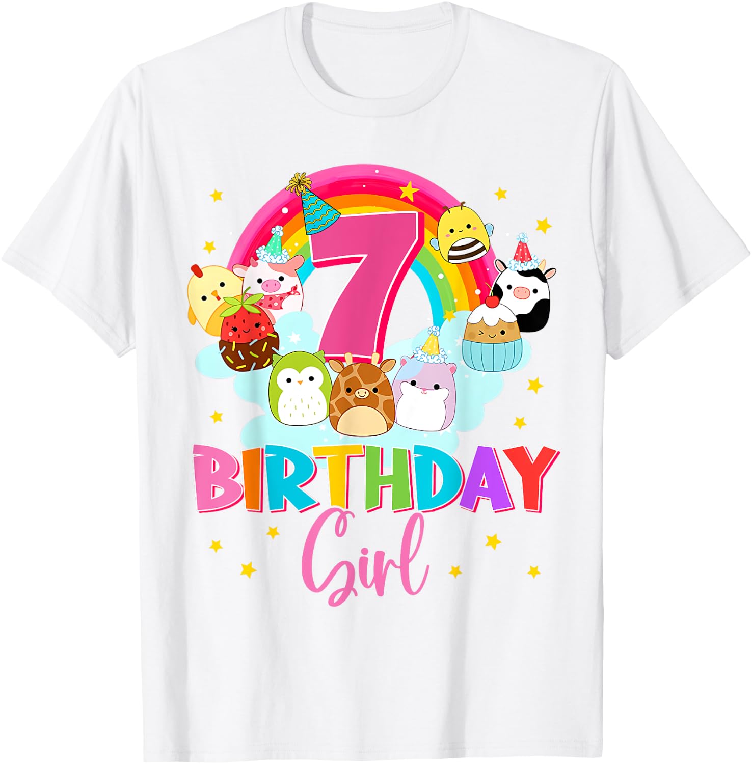Happy 7th Birthday Plush Marshmallow Girls Kids Cute Design 394