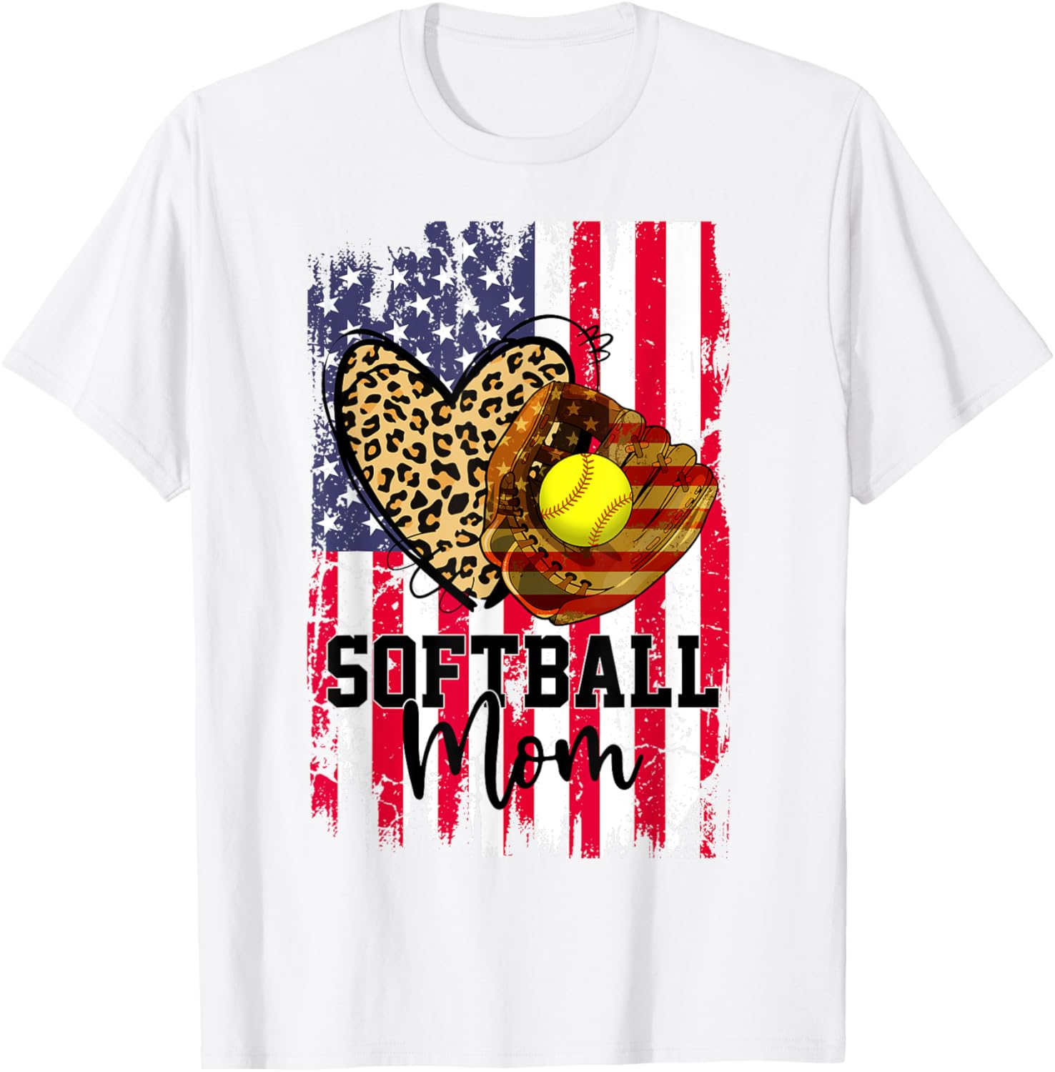 Softball Mom American Flag Patriotic 4Th Of July Funny Women