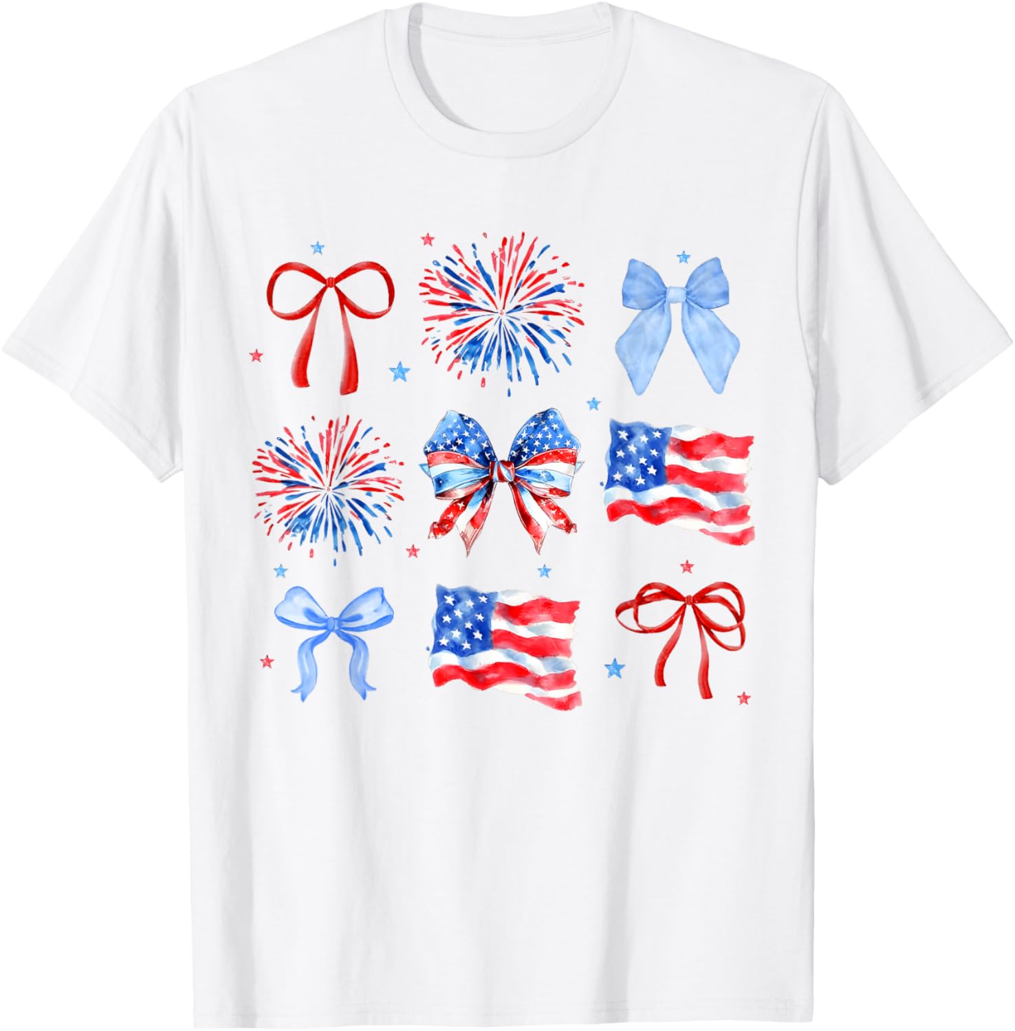 Coquette Bows Red White Blue Usa Flag 4Th Of July Women Girl