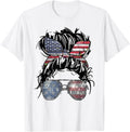 Messy Bun American Flag Glasses 4Th Of July Patriotic