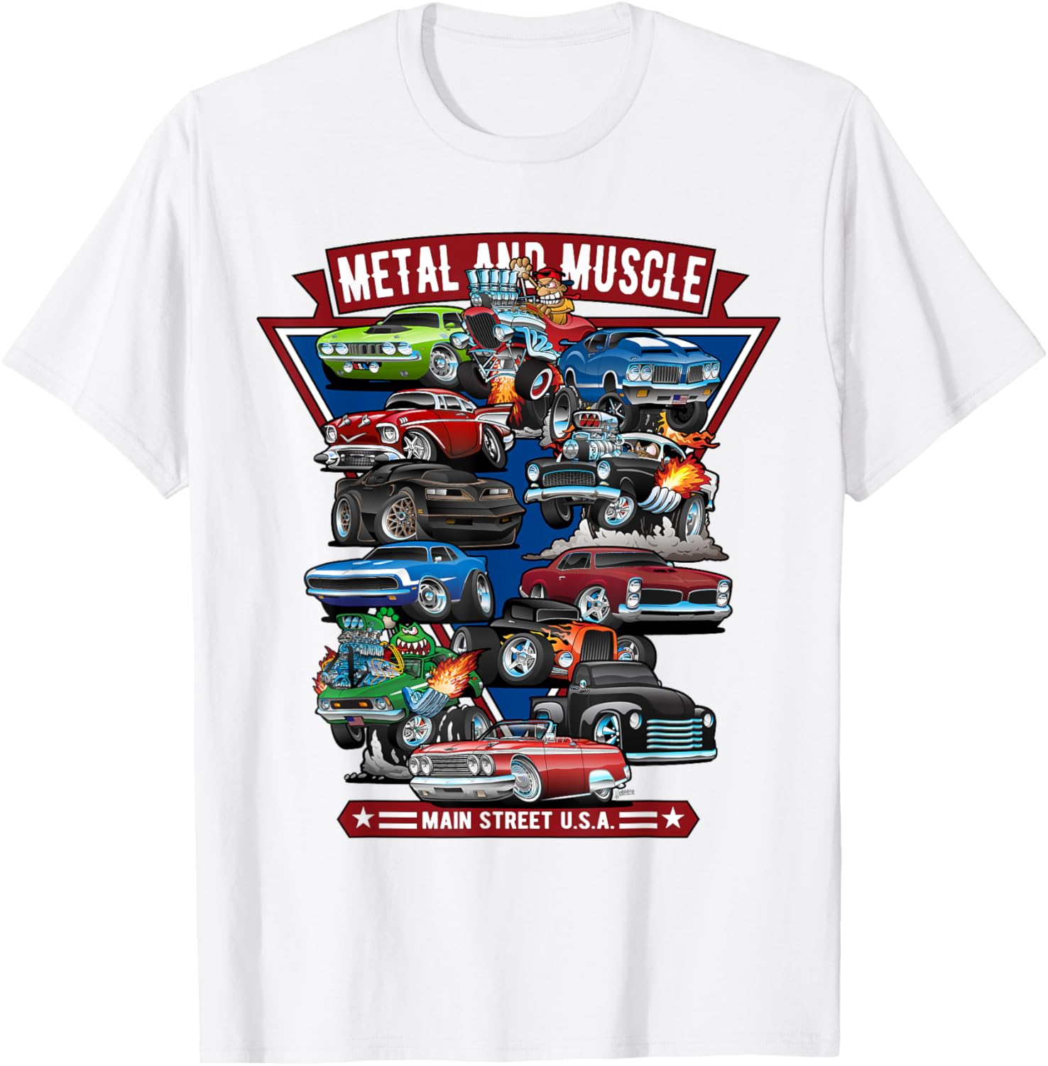 Classic Cars Muscle Cars Hotrods Main Street Usa Cartoon