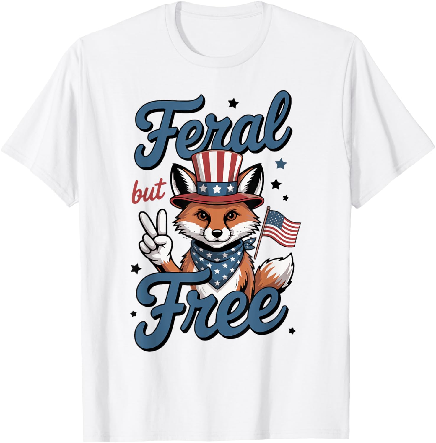 Feral But Free Fox 4Th Of July Usa Patriotic Art