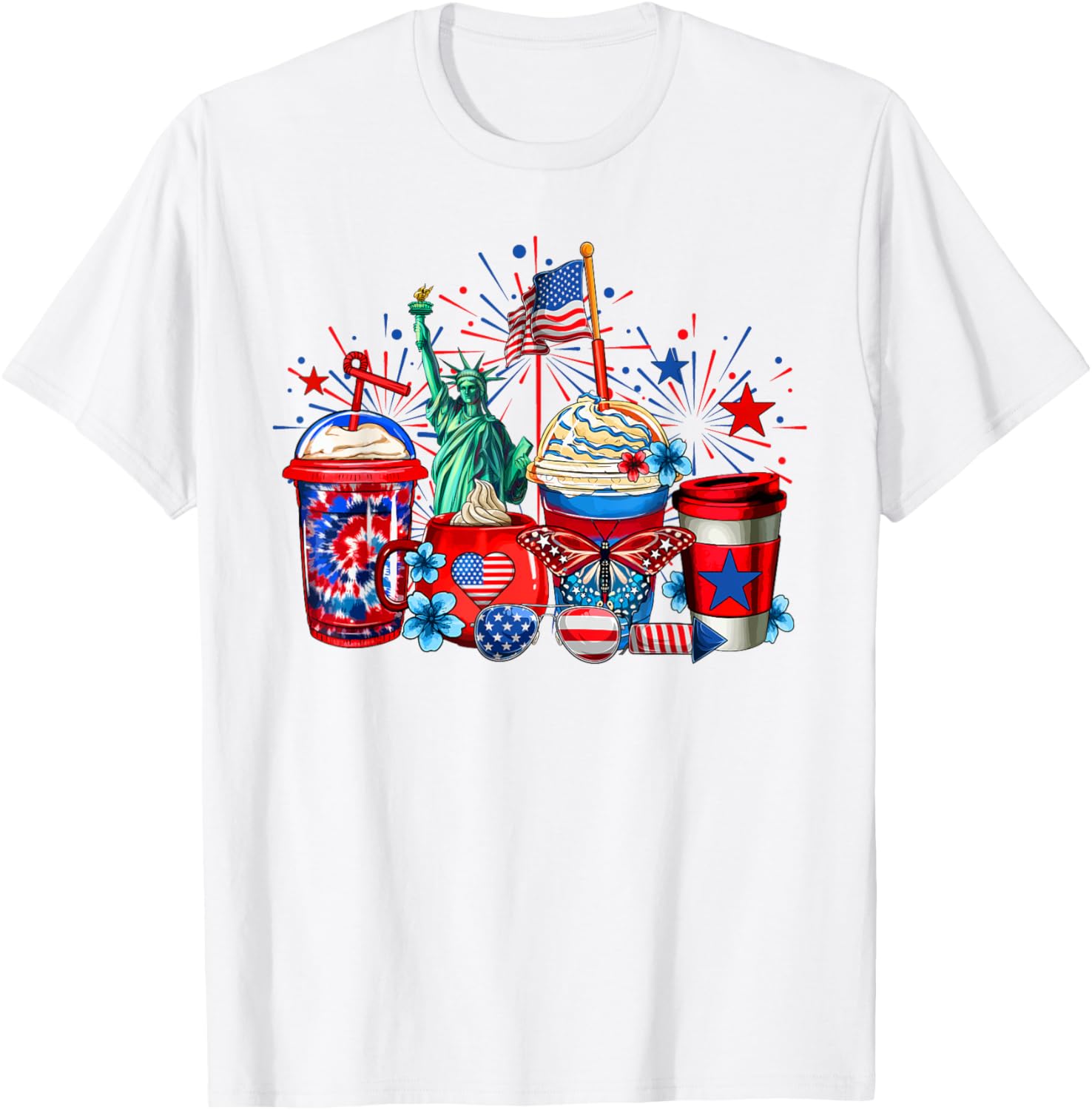 Cups Of Coffee American Flag Indepedence Day 4Th Of July